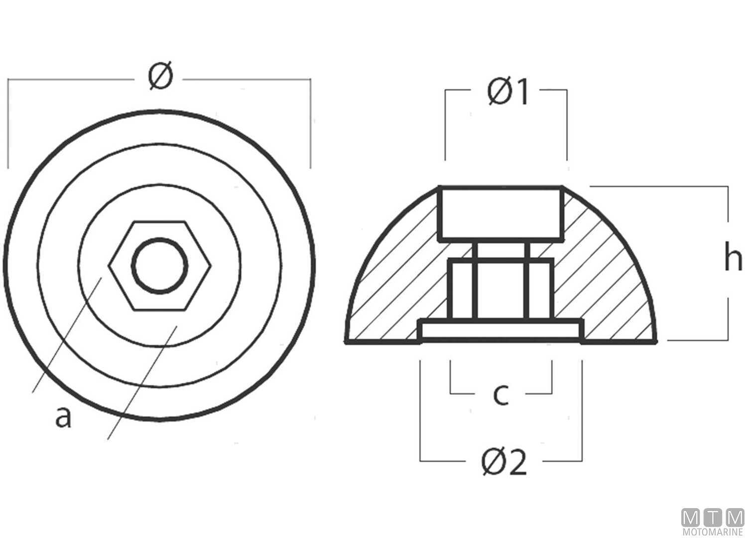 Quick Hexagonal Ogive Anode for Bow Thruster BTQ110-img5165556_1.jpg