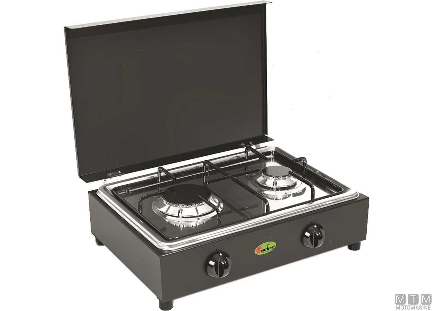 Image Gas Cooktop 2 Burners Parker 5522G Black Stainless Steel 18/8